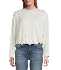 Westbound Knit Long Sleeve Crew Neck Bubble Top