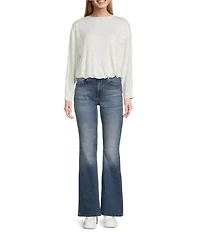 Westbound Knit Long Sleeve Crew Neck Bubble Top