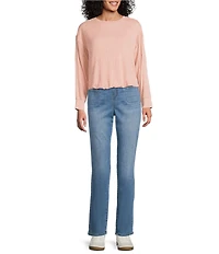 Westbound Knit Long Sleeve Crew Neck Bubble Top