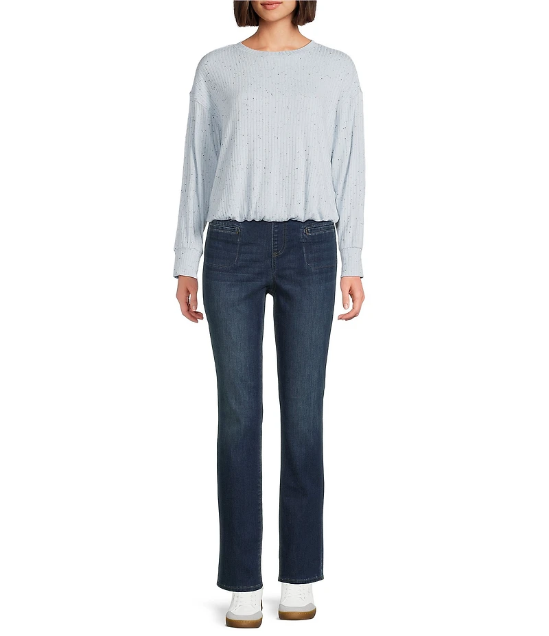 Westbound Knit Long Sleeve Crew Neck Bubble Top