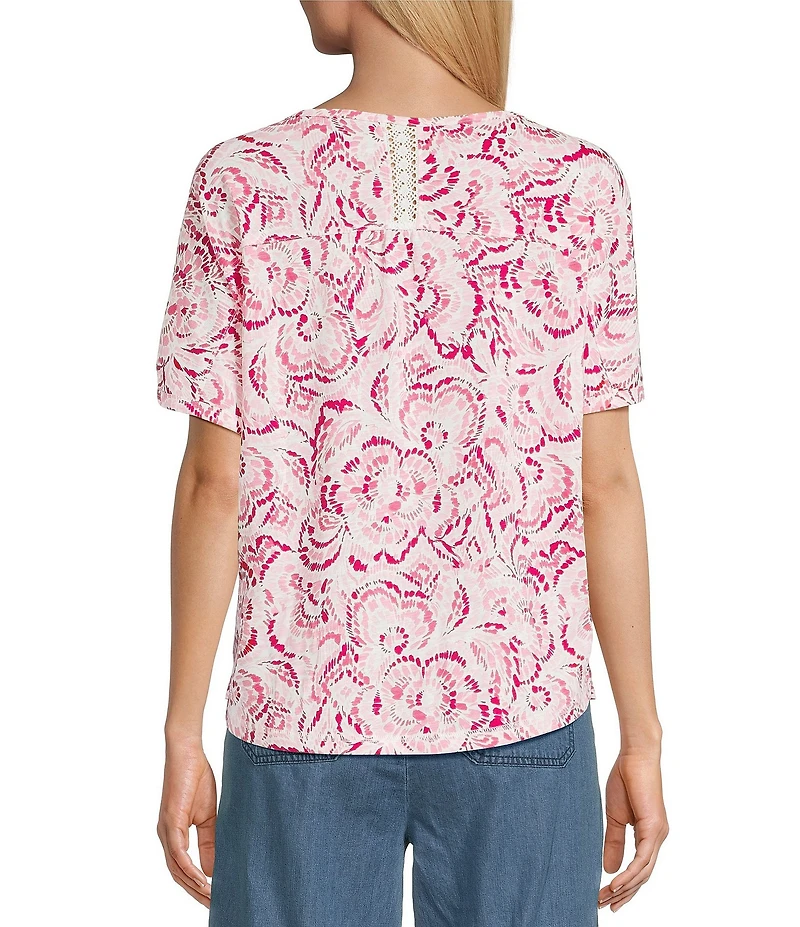 Westbound Blossom Print Knit Short Sleeve Top