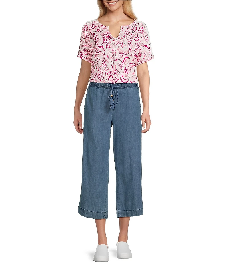 Westbound Blossom Print Knit Short Sleeve Top