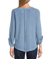 Westbound Knit Solid 3/4 Bell Sleeve V-Neck Top