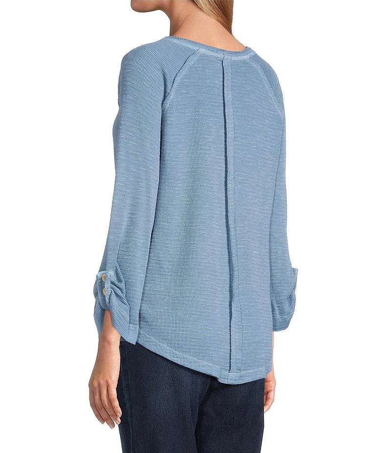 Westbound Knit Solid 3/4 Bell Sleeve V-Neck Top