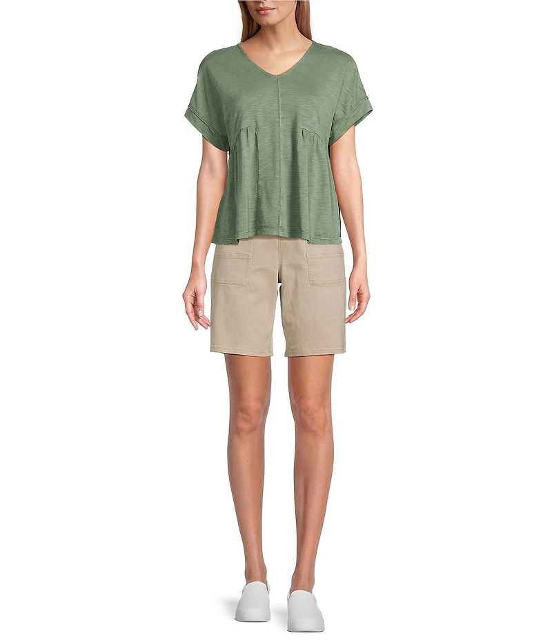 Westbound Knit V-Neck Flowy Short Sleeve Top