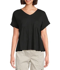 Westbound Knit V-Neck Flowy Short Sleeve Top