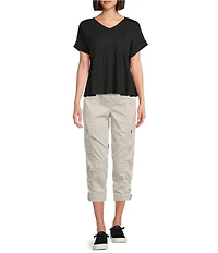 Westbound Knit V-Neck Flowy Short Sleeve Top