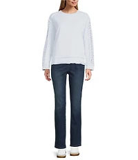 Westbound Lace Inset Long Sleeve Crew Neck Knit Top