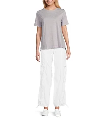 Westbound Lilac Speckled Stripe Short Sleeve Crew Neck Top