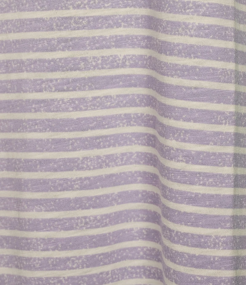 Westbound Lilac Speckled Stripe Short Sleeve Crew Neck Top