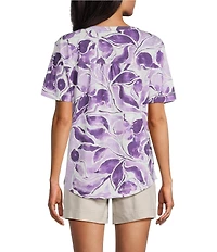 Westbound Lillylake Floral Short Sleeve Crew Neck Top