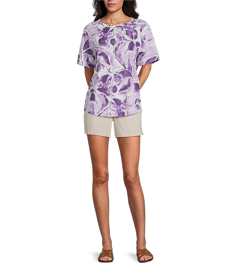 Westbound Lillylake Floral Short Sleeve Crew Neck Top