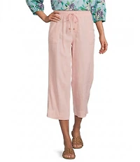 Westbound Linen Blend Flat Front Pull-On Crop Pants