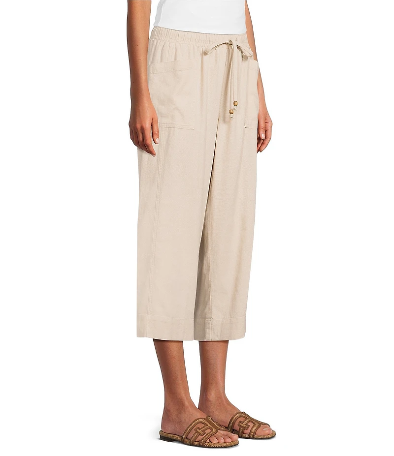 Westbound Linen Blend Flat Front Pull-On Crop Pants