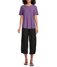 Westbound Linen Blend Flat Front Pull-On Crop Pants