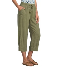 Westbound Linen Blend Flat Front Pull-On Crop Pants