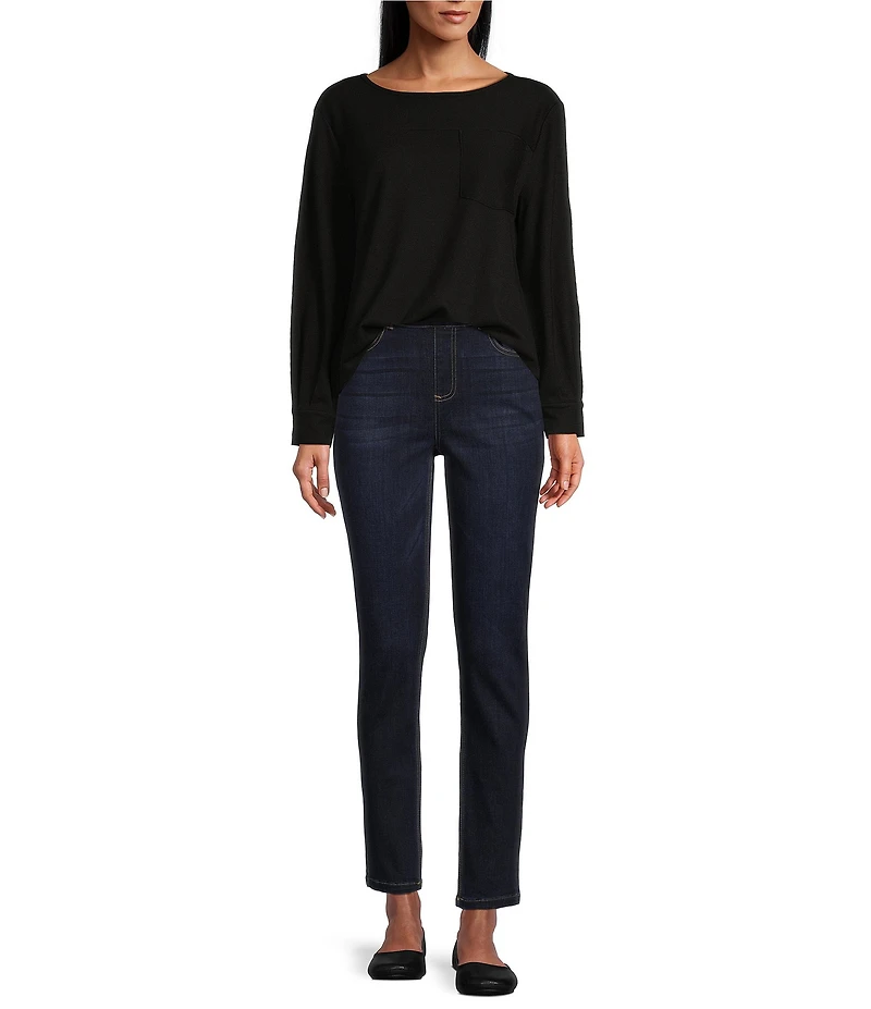 Westbound Long Sleeve Button Cuff Crew Neck Pocket Top