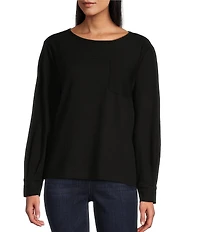 Westbound Long Sleeve Button Cuff Crew Neck Pocket Top