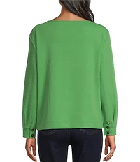 Westbound Long Sleeve Button Cuff Crew Neck Pocket Top
