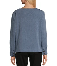 Westbound Long Sleeve Button Cuff Crew Neck Pocket Top