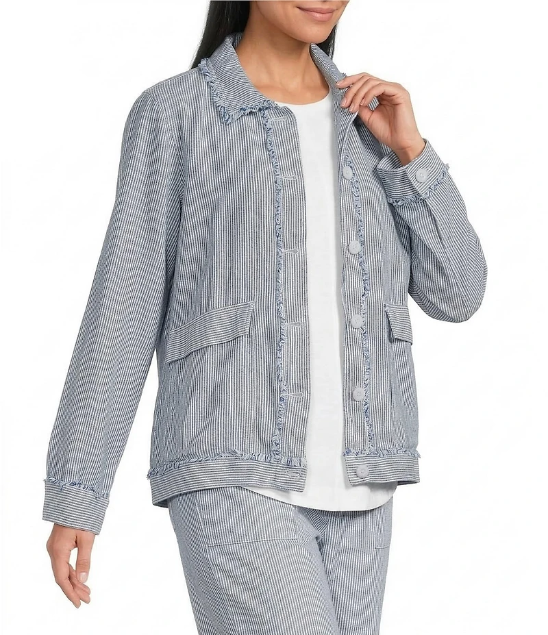 Westbound Long Sleeve Button Front Linen-Blend Jacket