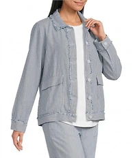 Westbound Long Sleeve Button Front Linen-Blend Jacket