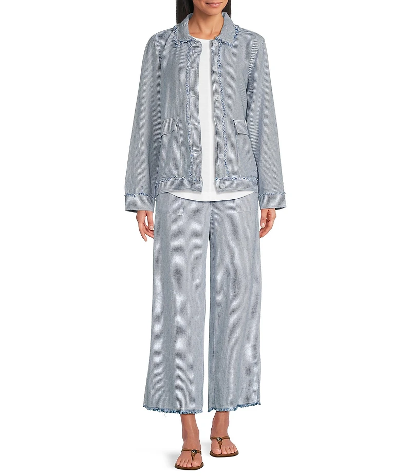 Westbound Long Sleeve Button Front Linen-Blend Jacket