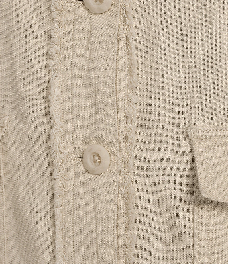 Westbound Linen-Blend Long Sleeve Button Front Jacket