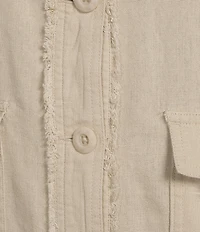 Westbound Linen-Blend Long Sleeve Button Front Jacket