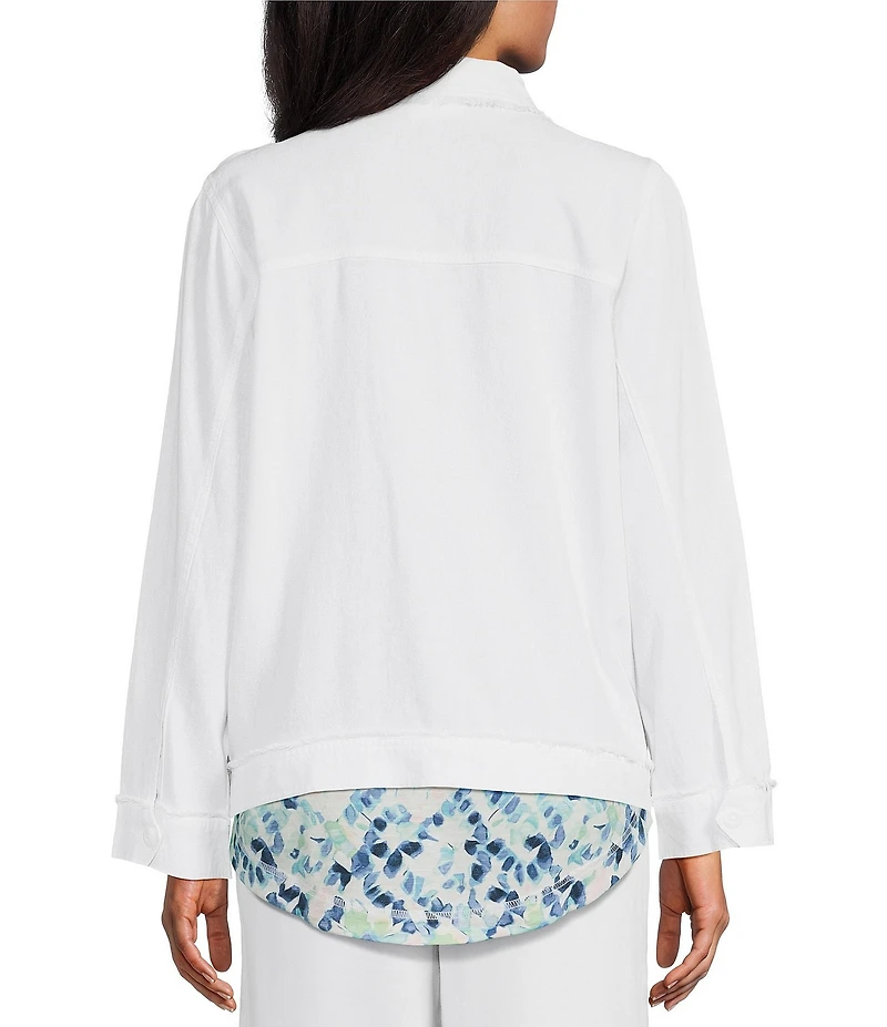 Westbound Linen-Blend Long Sleeve Button Front Jacket