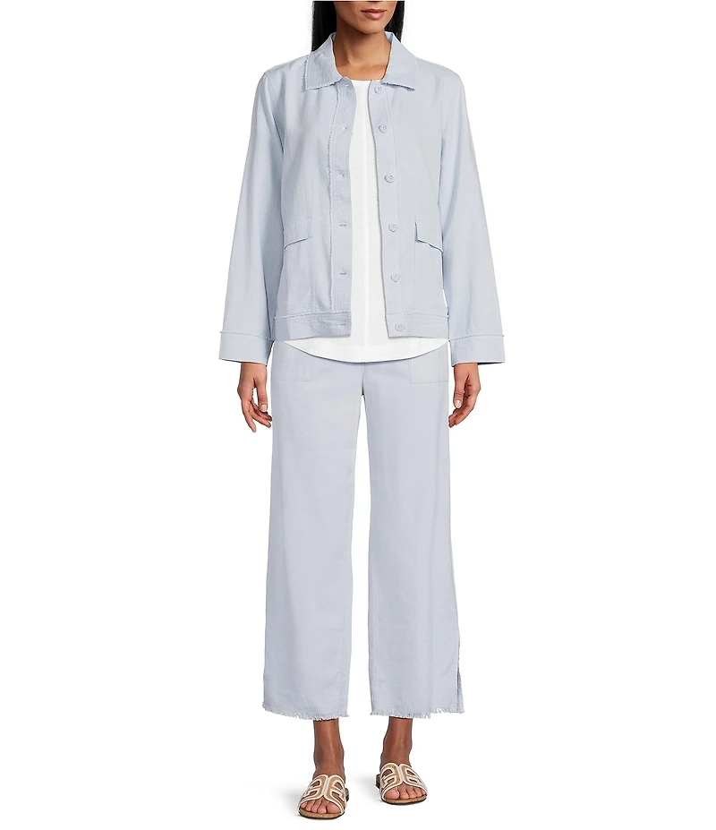 Westbound Linen-Blend Long Sleeve Button Front Jacket