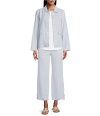 Westbound Linen-Blend Long Sleeve Button Front Jacket