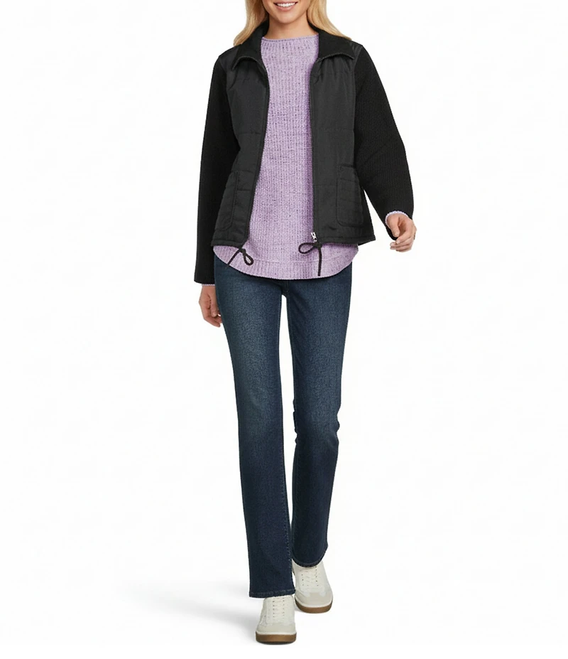 Westbound Long Sleeve Drop Shoulder Zip-Front Quilted Jacket