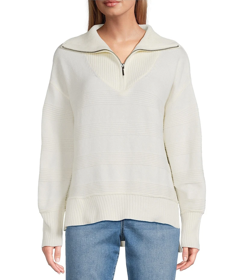 Westbound Long Sleeve Quarter Zip Hi-Low Sweater