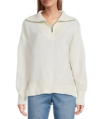 Westbound Long Sleeve Quarter Zip Hi-Low Sweater