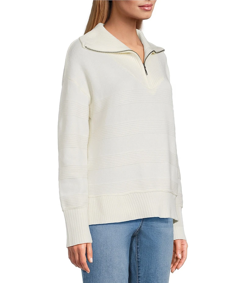 Westbound Long Sleeve Quarter Zip Hi-Low Sweater