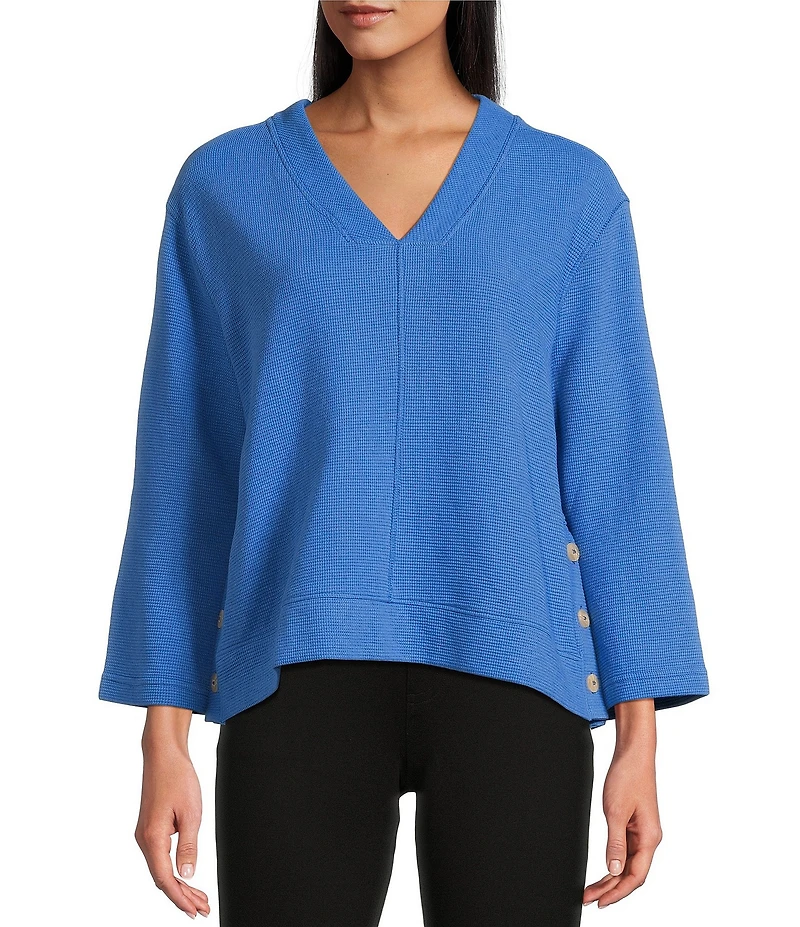 Westbound Long Sleeve V-Neck Button Side Top