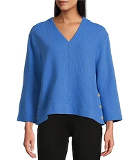 Westbound Long Sleeve V-Neck Button Side Top