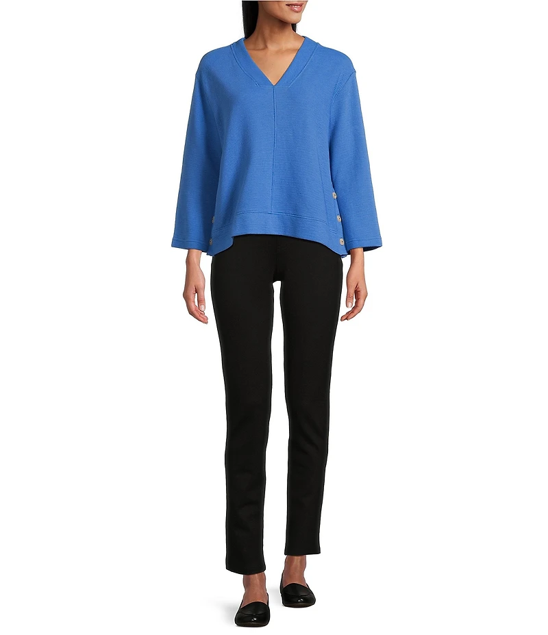 Westbound Long Sleeve V-Neck Button Side Top