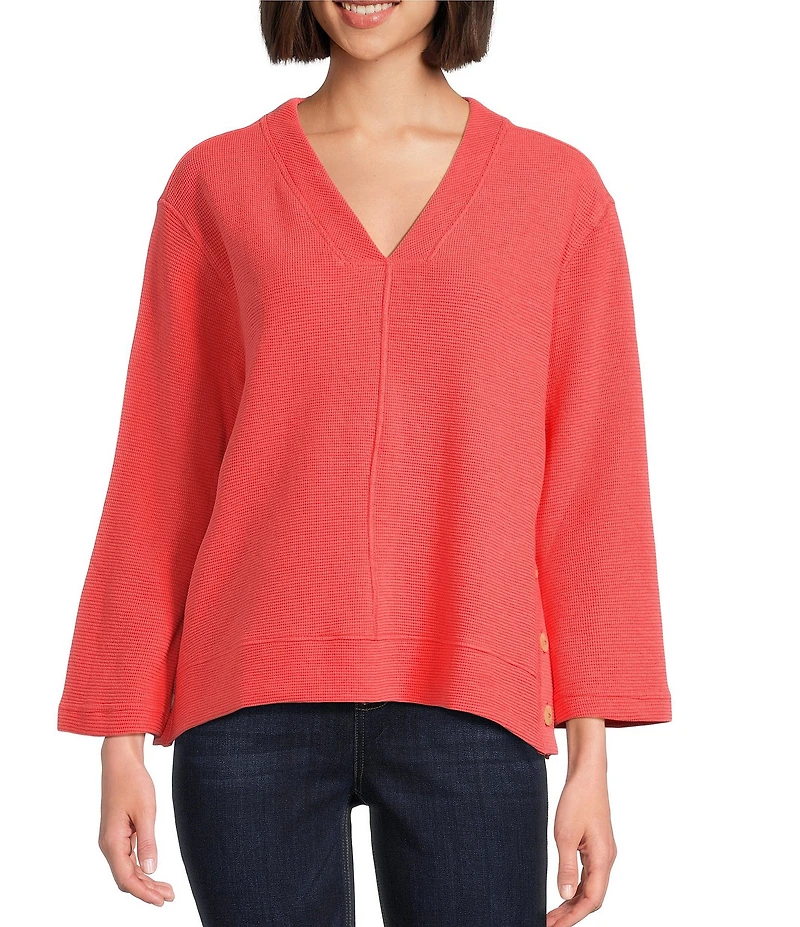 Westbound Long Sleeve V-Neck Button Side Top