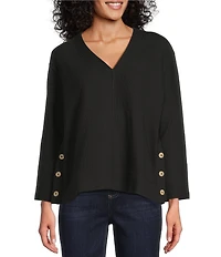 Westbound Long Sleeve V-Neck Button Side Top