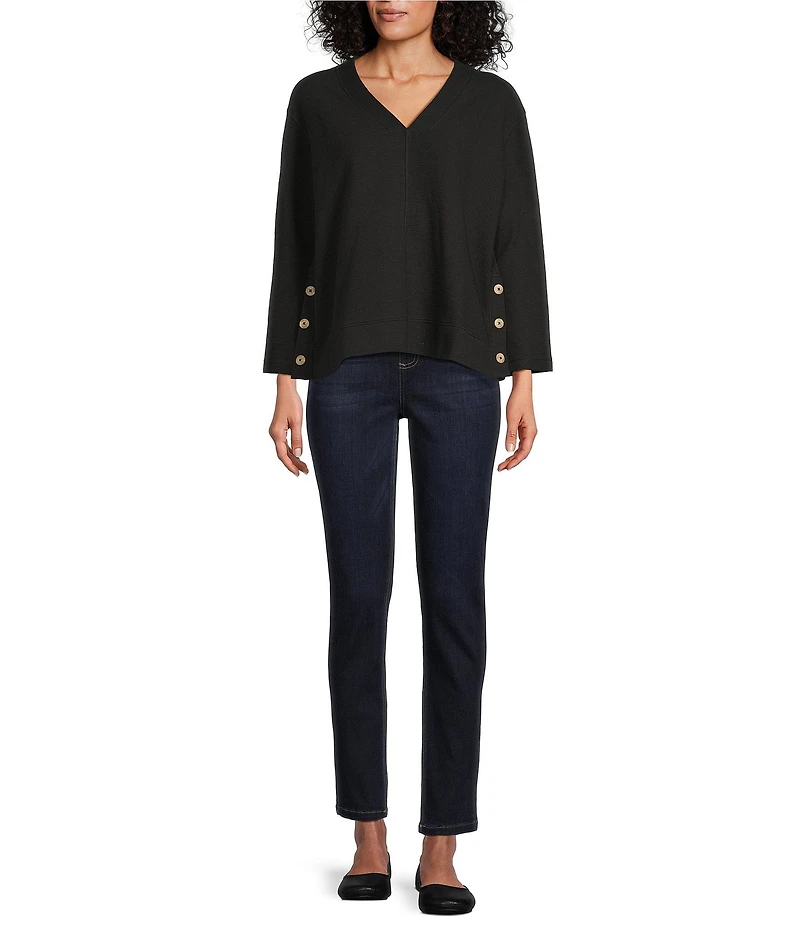 Westbound Long Sleeve V-Neck Button Side Top