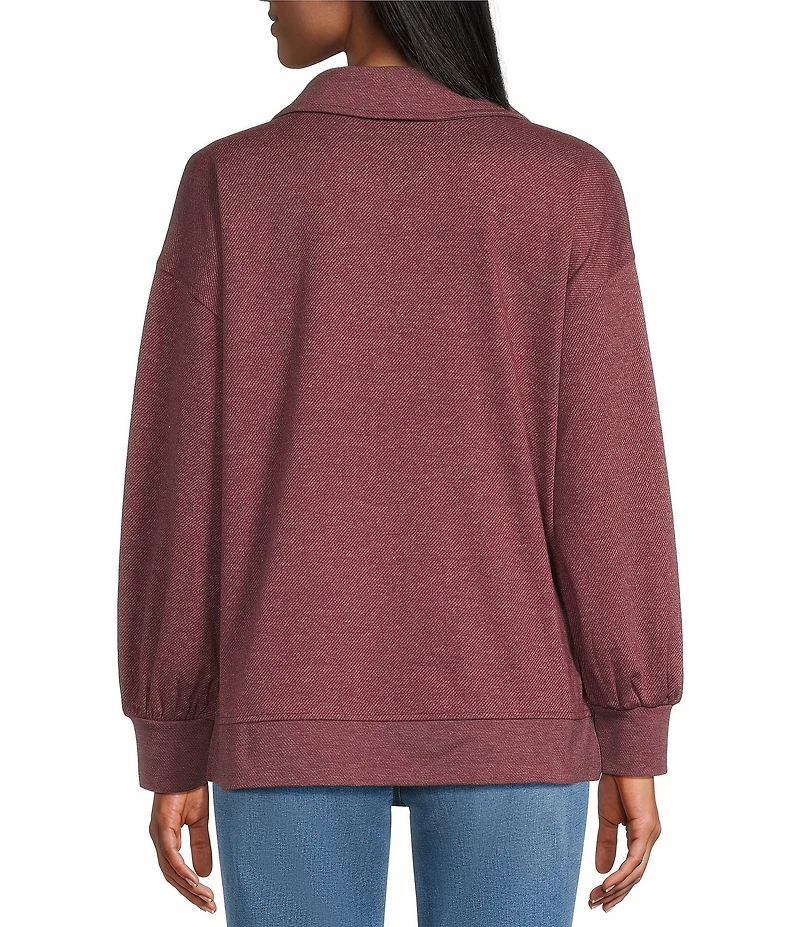 Westbound Long Sleeve V-Neck Collared Knit Top
