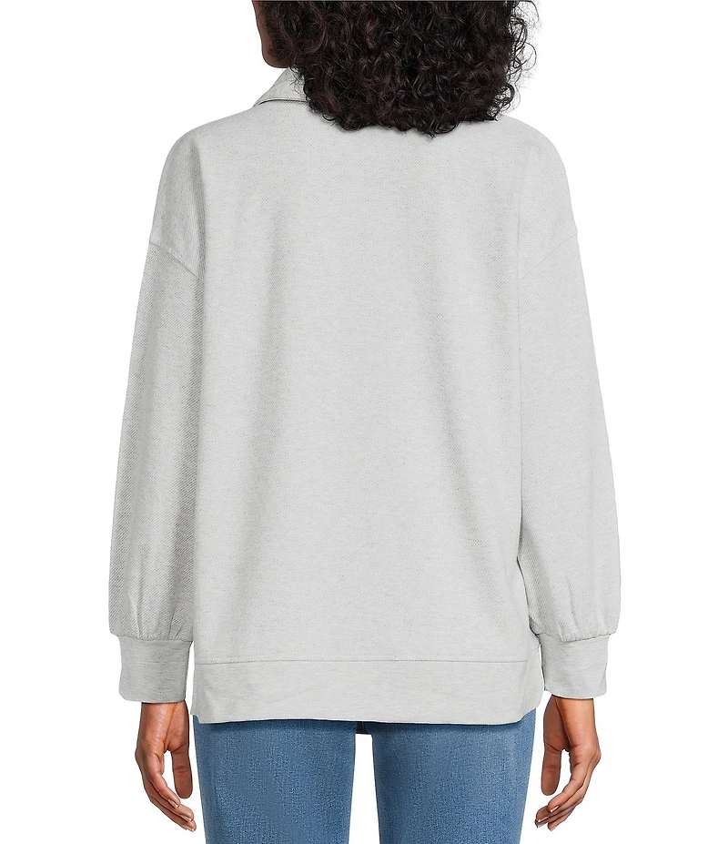 Westbound Long Sleeve V-Neck Collared Knit Top
