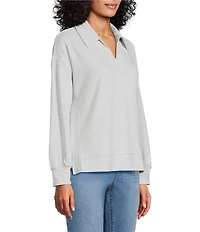 Westbound Long Sleeve V-Neck Collared Knit Top