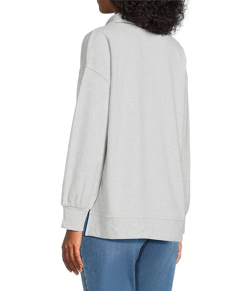 Westbound Long Sleeve V-Neck Collared Knit Top