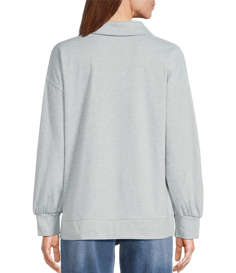 Westbound Long Sleeve V-Neck Collared Knit Top