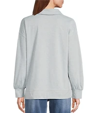Westbound Long Sleeve V-Neck Collared Knit Top