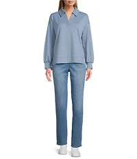 Westbound Long Sleeve V-Neck Collared Knit Top