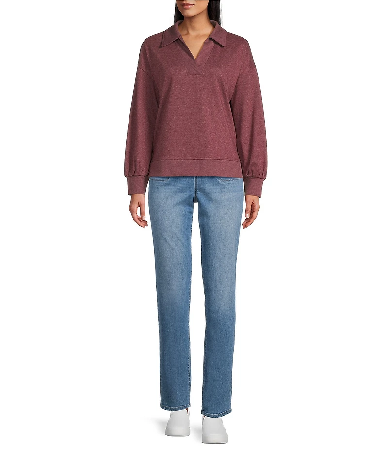 Westbound Long Sleeve V-Neck Collared Knit Top